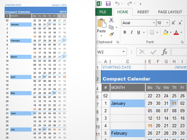 Download Free Excel Calendar 2016