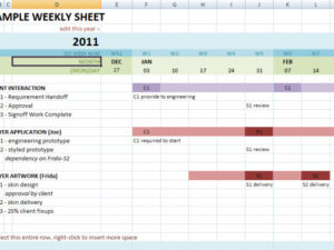 Weekly Version of Gantt-style Excel Graph Paper