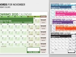Visual Word Counting Calendar for NaNoWriMo 2020