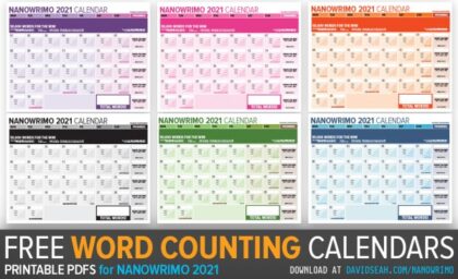 Nanowrimo 2021 Word Counting Calendars