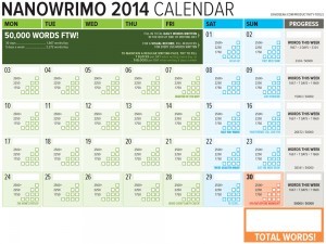 Nanowrimo 2014 Word Counting Calendar Available!