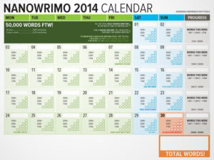 NaNoWriMo 2023 Word Counting Calendar